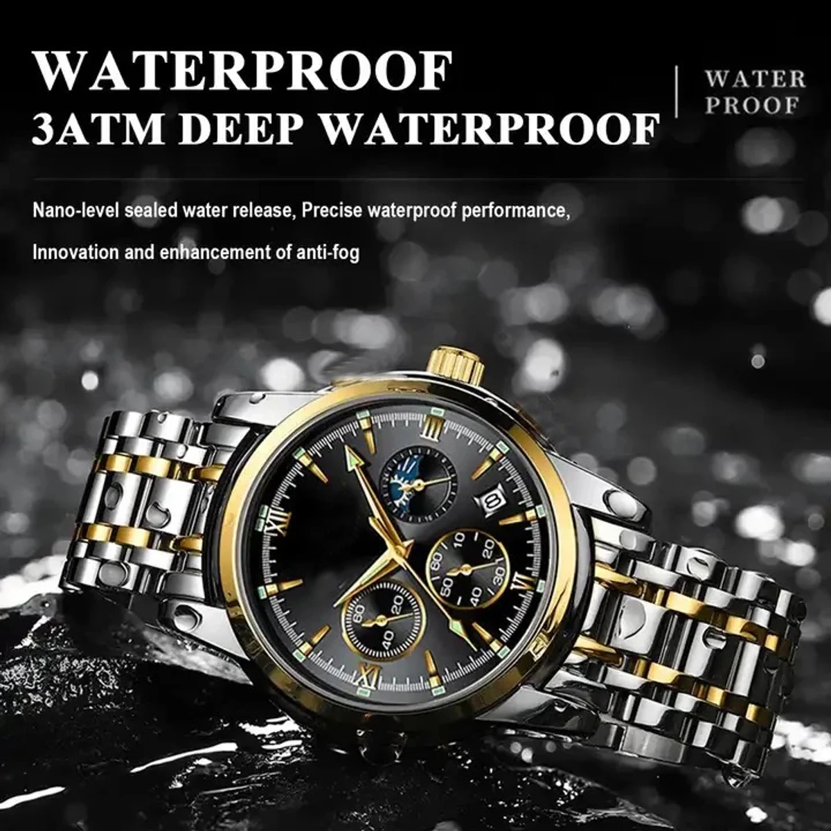 Original ORUSS SENO Men Waterproof Simple Ultra-Thin Luxury Business Fashion Watch Calendar- Blue & Silver