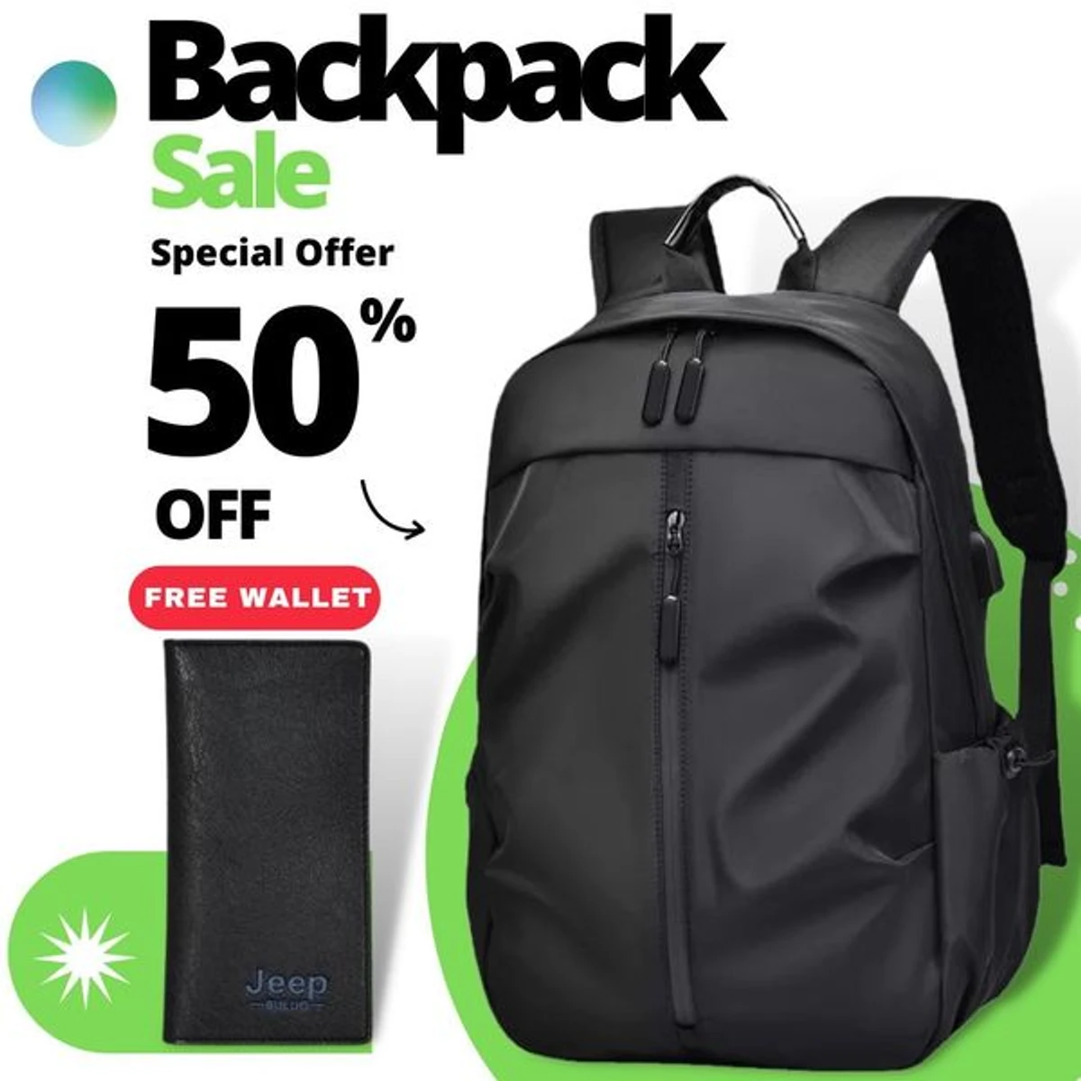 (Moneybag Free ) Waterproof Multi-Functional Laptop Backpack
