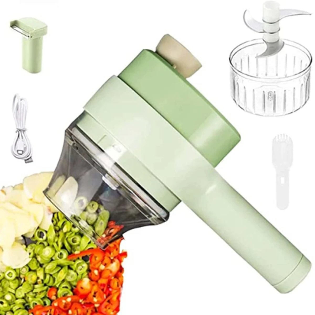 4 in 1 Portable Electric Vegetable Slicer Set Rechargeable Cordless Food Processor