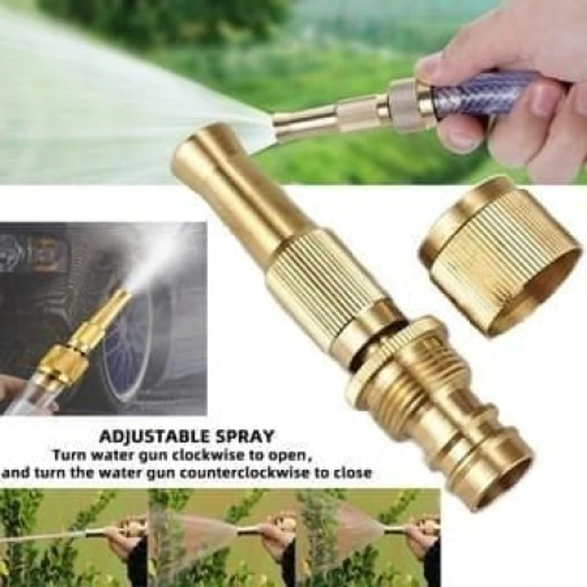 Water Gun Spray Nozzle High Pressure Brass Hose Nozzle Quick Connector