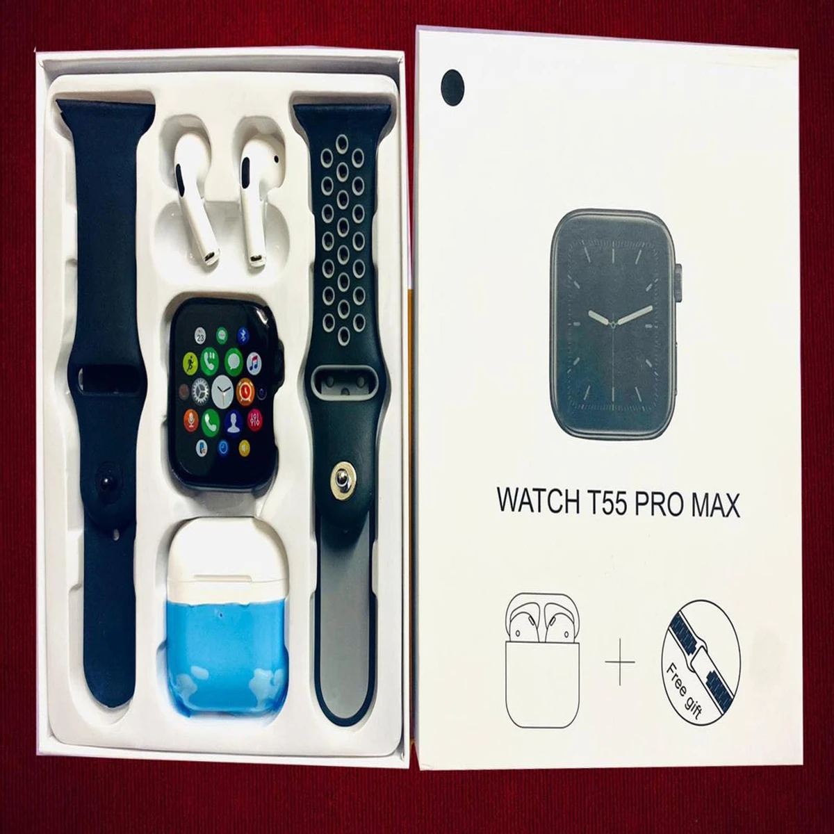 T55 Pro Max Smart Watch × Airpods🔥🔥 and