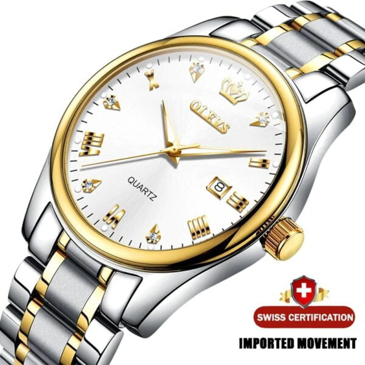 OLEVS 5563 premium quality waterproof Watch for men- Silver & Golden