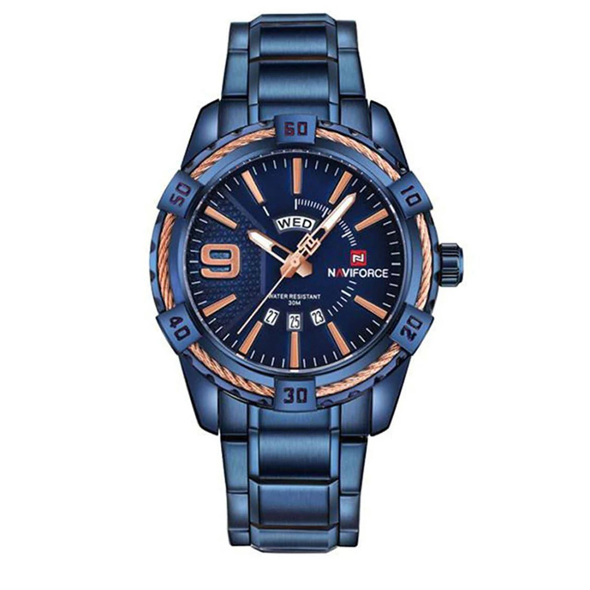 Naviforce NF9117 Stainless Steel Analog Watch for Men - Royal Blue