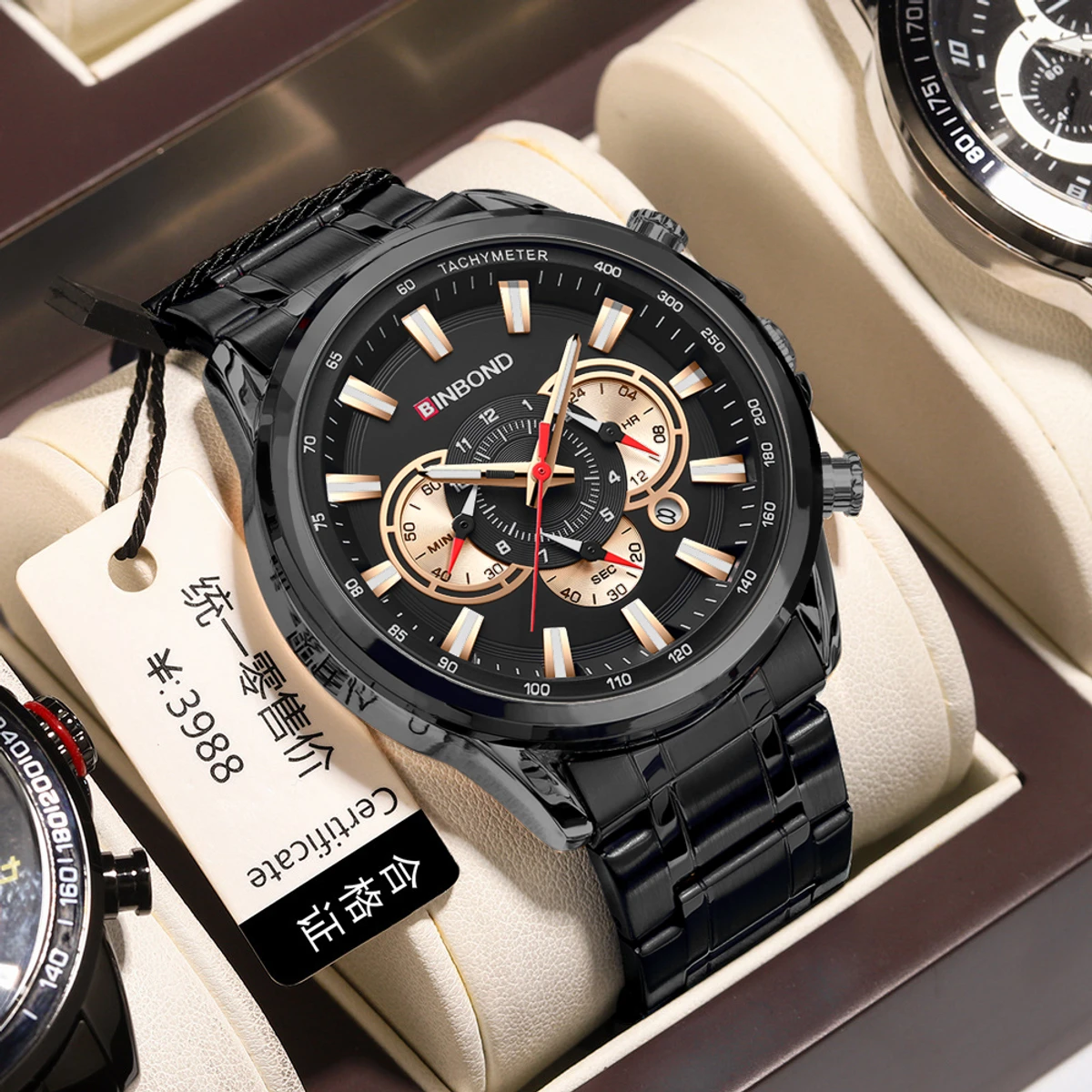 Luxury Man Watch High Quality Waterproof Luminous Men's Wristwatch Stainless Steel Men Quartz Watches Casual Clock-Black