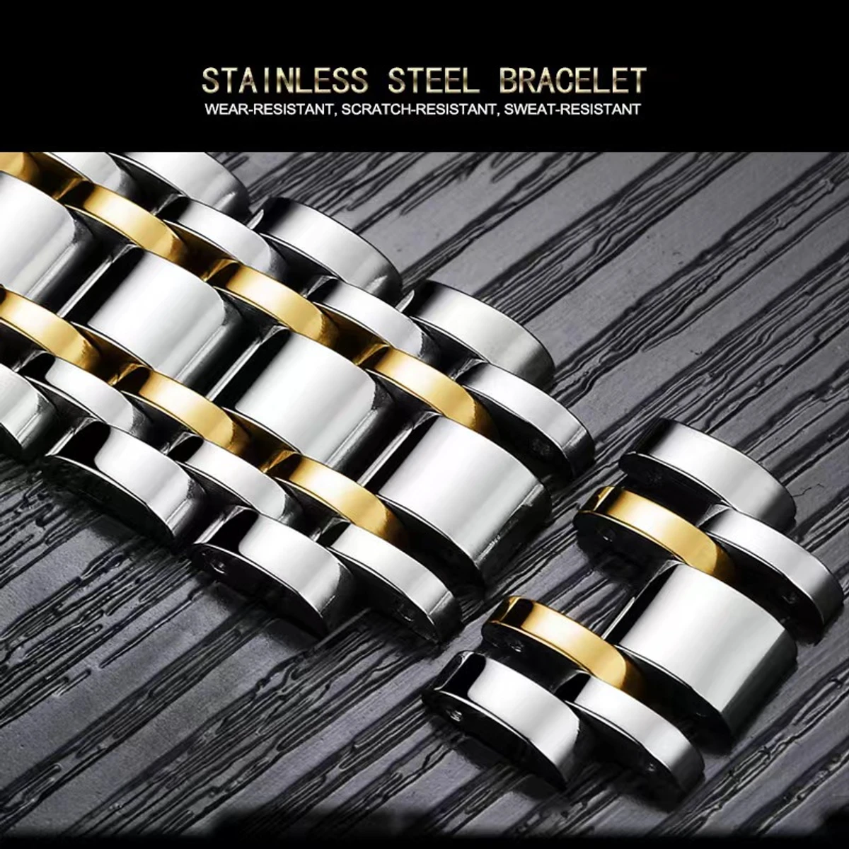 KASRLUO New Fashion Quartz Watch for Men Stainless Steel Waterproof Luminous Date Mens Watches Top Brand Luxury Clock- Silver & Black