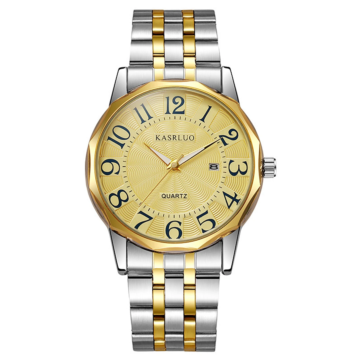 KASRLUO Popular New Fashion Quartz Watch for Men Stainless Steel Waterproof Luminous Date Mens Watches Top Brand Luxury Clock- Golden & Silver