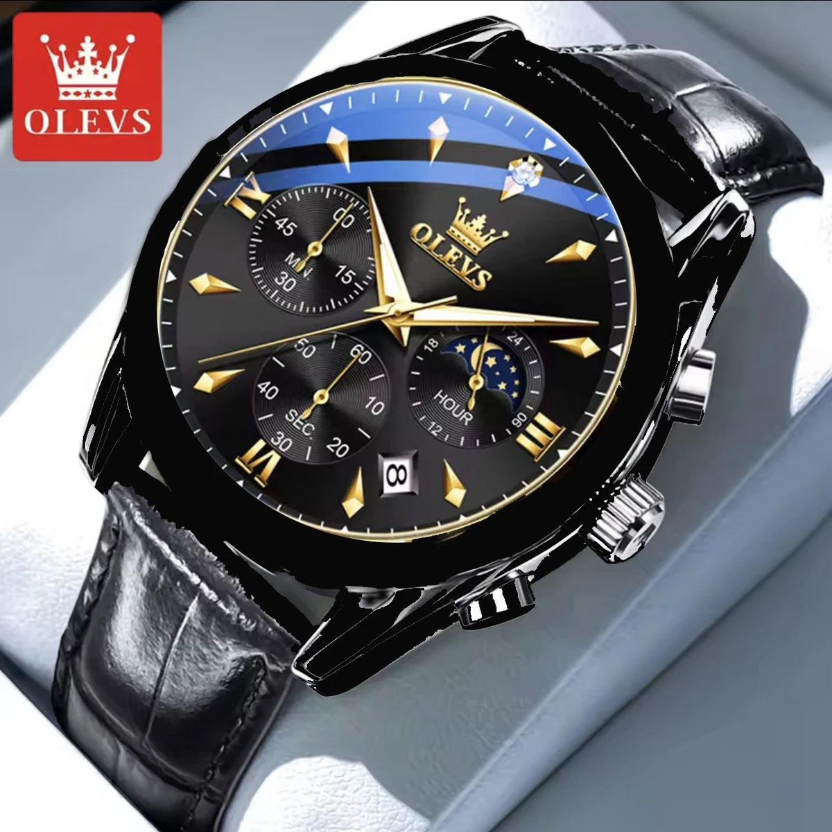 OLEVS 3609 Men's Watch High Quality Watch Luxury Brand Men's Watch- Black