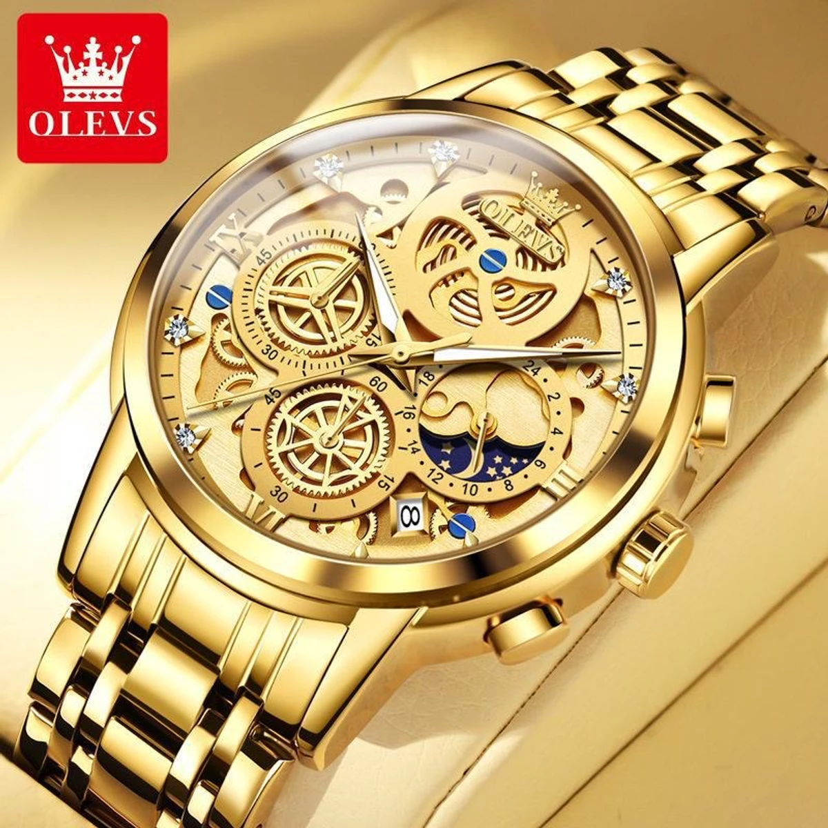 OLEVS Top Quartz Men's Brand Watch Luxury Watch Style Men's Watch- Golden