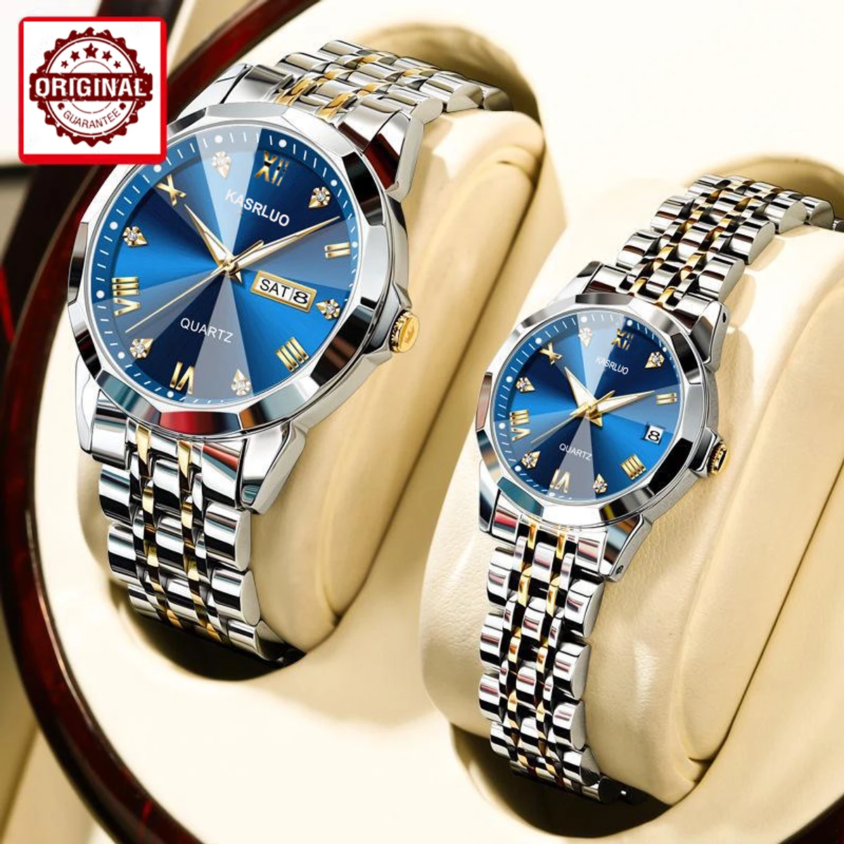 KASRLUO High Quality Luxury Couple Watch For Men Women Stainless Steel - Blue